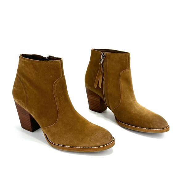 Sam Edelman Mari Women Brown Ankle Boot Sz 9.5 Suede Cuban Heel Cushioned Bootie - Picture 2 of 15